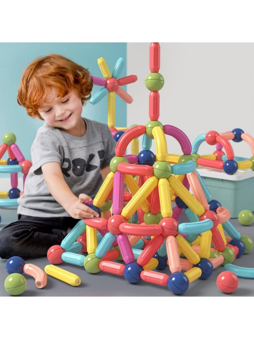 Magnetic Building Blocks Set for Kids 4-8 | STEM Construction Toys, 64PCS